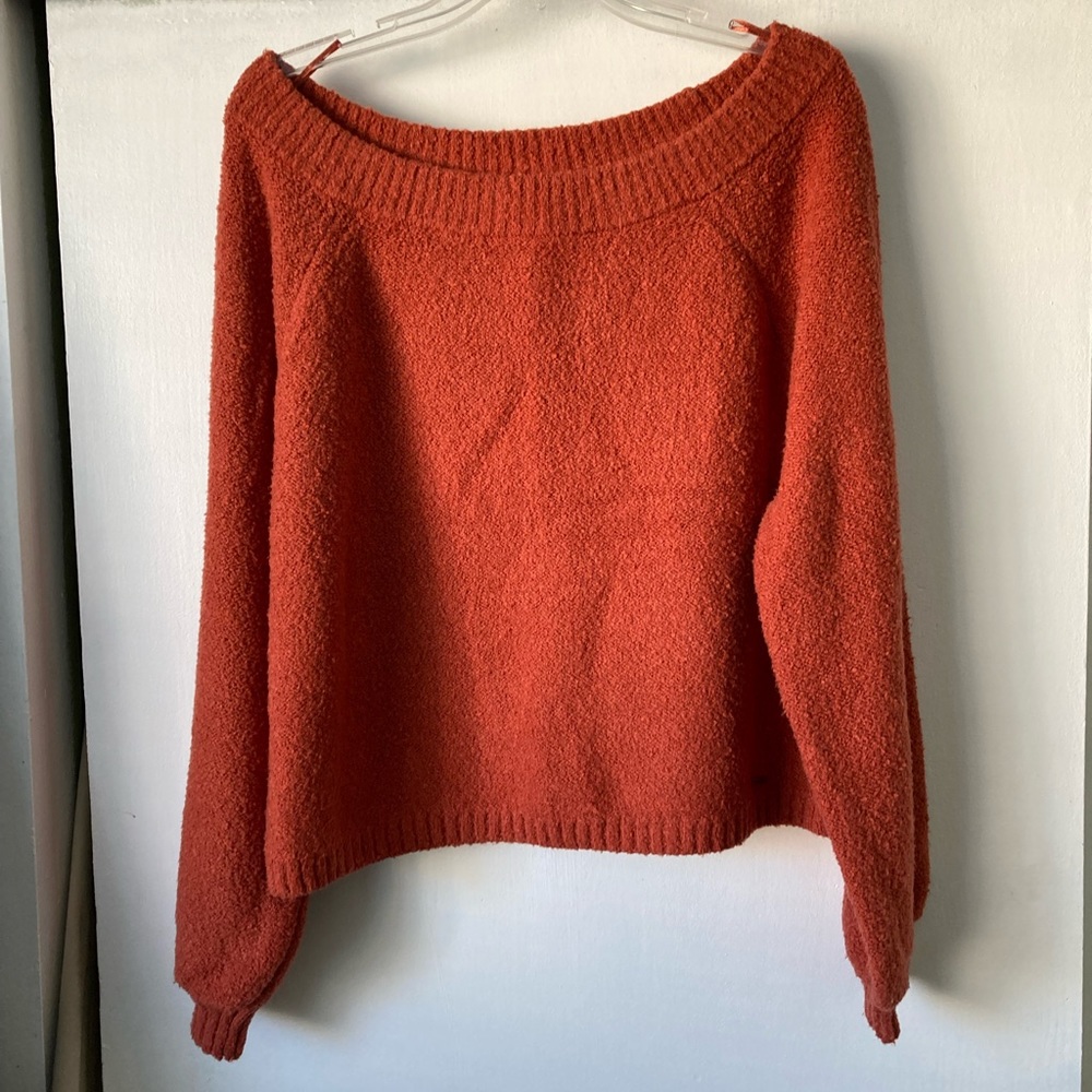 Hollister Orange Off Shoulder Cropped Sweater Size: M